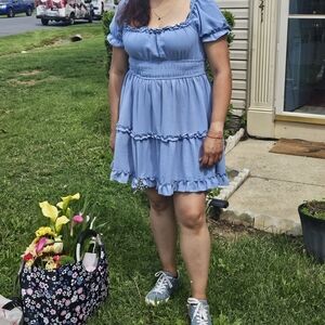 Blue Ruffled Women's Dress